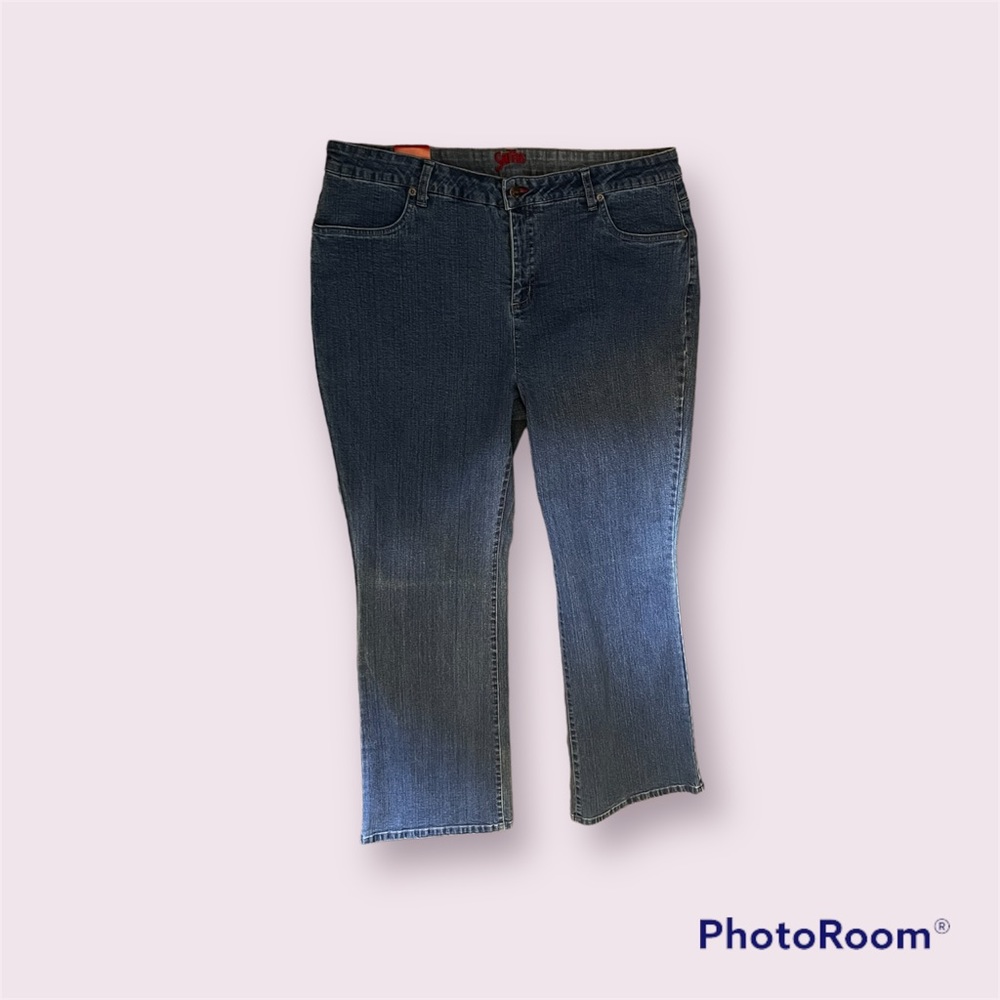 Smith's Dungarees Blue Jeans Boot Cut Stretch Med Wash High Rise Size 18 - Picture 3 of 11